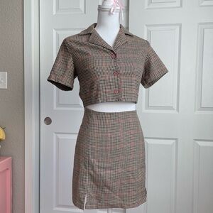 Brandy Melville two piece plaid set